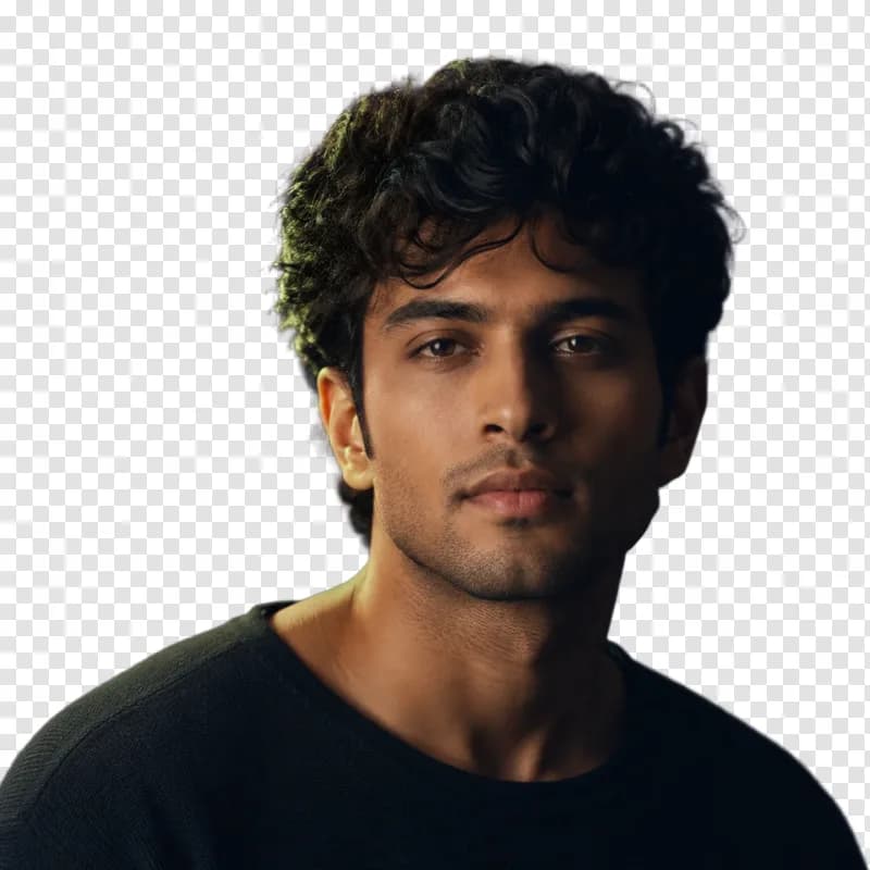 A studio portrait beside the same subject with the background removed, the hair edge kept intact